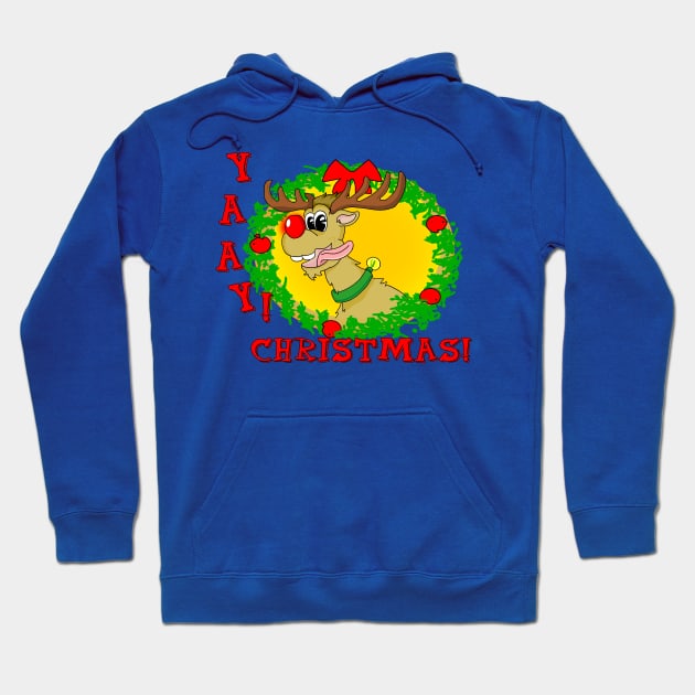 Rudolph The Reindeer Funny Christmas Retro Cartoon Hoodie by sillyindustries